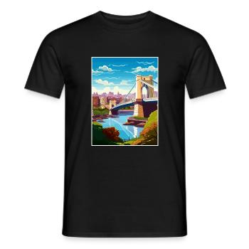 Bristol England Bridge Vintage Travel Poster WPA - Men's T-Shirt - black - Front - AI Model Male 178 light (178cm)