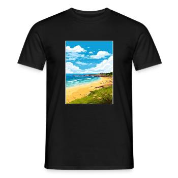 Porthgwidden Beach Cornwall Affiche de voyage Vintage - T-shirt homme - noir - Devant - AI Model Male 178 light (178cm)