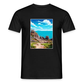 Minack Theatre Cornwall Vintage rejseplakat - Mænd T-shirt - sort - Foran - AI Model Male 178 light (178cm)