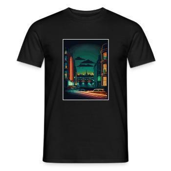 Dublin Skyline Irlande Vintage Travel Poster WPA - T-shirt homme - noir - Devant - AI Model Male 178 light (178cm)