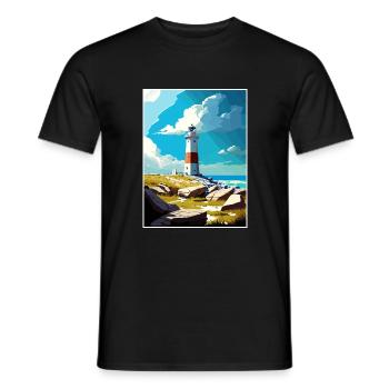 Portland en Angleterre phare Vintage voyage affiche - T-shirt homme - noir - Devant - AI Model Male 178 light (178cm)
