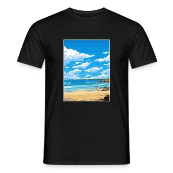Porthgwidden Beach Cornwall Affiche de voyage Vintage - T-shirt homme - noir - Devant - AI Model Male 178 light (178cm)