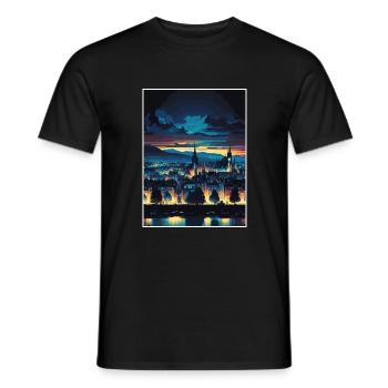 Invernessscape European Scotland Travel Poster - Men's T-Shirt - black - Front - AI Model Male 178 light (178cm)