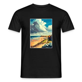 Saltburn au bord de la mer Angleterre Vintage voyage affiche - T-shirt homme - noir - Devant - AI Model Male 178 light (178cm)