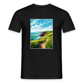 St Davids Head Pembrokeshire Vintage-Reiseposter - Männer T-Shirt - Schwarz - Vorne - AI Model Male 178 light (178cm)