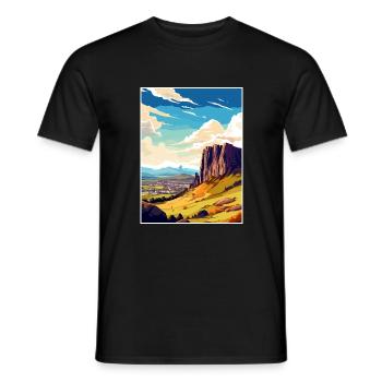 Salisbury Crags Edinburgh Schottland Reiseposter - Männer T-Shirt - Schwarz - Vorne - AI Model Male 178 light (178cm)