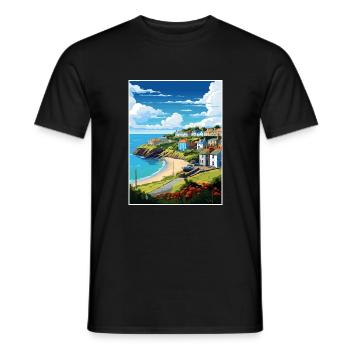 La péninsule de Roseland Cornwall affiche de voyage - T-shirt homme - noir - Devant - AI Model Male 178 light (178cm)