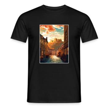 Edinburghscape European Scotland affiche de voyage - T-shirt homme - noir - Devant - AI Model Male 178 light (178cm)