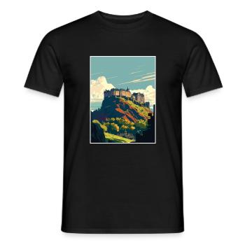Edinburghscape Europäisches Schottland Reiseposter - Männer T-Shirt - Schwarz - Vorne - AI Model Male 178 light (178cm)