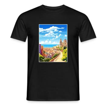 Malaga Espagne Vintage voyage affiche WPA Souvenir - T-shirt homme - noir - Devant - AI Model Male 178 light (178cm)