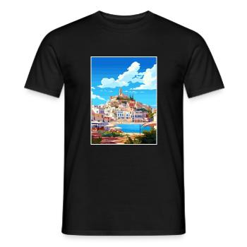 Ibiza Spain Vintage Travel Poster WPA Souvenir - Men's T-Shirt - black - Front - AI Model Male 178 light (178cm)