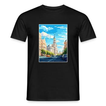 Madrid Spain Vintage Travel Poster WPA Souvenir - Men's T-Shirt - black - Front - AI Model Male 178 light (178cm)