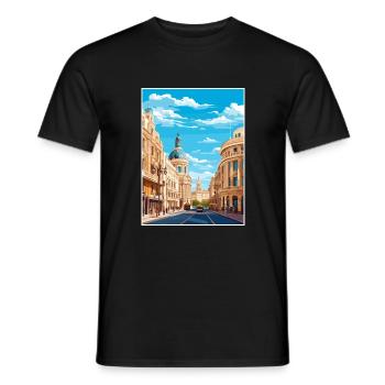 Madrid Spain Vintage Travel Poster WPA Souvenir - Men's T-Shirt - black - Front - AI Model Male 178 light (178cm)