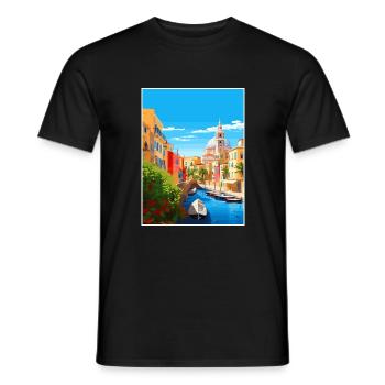 Cagliari Italy Vintage Travel Poster WPA Souvenir - Men's T-Shirt - black - Front - AI Model Male 178 light (178cm)