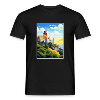 Sintra Portugal Vintage voyage affiche WPA Souvenir - T-shirt homme - noir - Devant - AI Model Male 178 light (178cm)