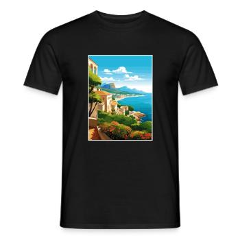 Costa Blanca Spain Vintage Travel Poster Souvenir - Men's T-Shirt - black - Front - AI Model Male 178 light (178cm)
