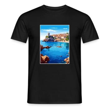 Dubrovnik Croatie Vintage voyage affiche Souvenir - T-shirt homme - noir - Devant - AI Model Male 178 light (178cm)