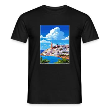 Ibiza Spain Vintage Travel Poster WPA Souvenir - Men's T-Shirt - black - Front - AI Model Male 178 light (178cm)