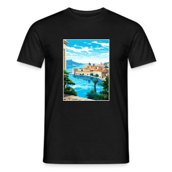 Dubrovnik Kroatien Vintage Reiseposter Souvenir - Männer T-Shirt - Schwarz - Vorne - AI Model Male 178 light (178cm)