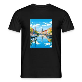Aveiro Portugal Vintage voyage affiche WPA Souvenir - T-shirt homme - noir - Devant - AI Model Male 178 light (178cm)