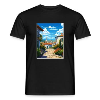 Monsanto Portugal Vintage Reiseposter Souvenir - Männer T-Shirt - Schwarz - Vorne - AI Model Male 178 light (178cm)