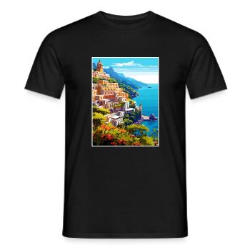 Amalfi Italie Décoration Vintage Voyage Affiche WPA - T-shirt homme - noir - Devant - AI Model Male 178 light (178cm)