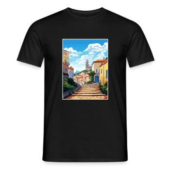 Sintra Portugal Vintage voyage affiche WPA Souvenir - T-shirt homme - noir - Devant - AI Model Male 178 light (178cm)