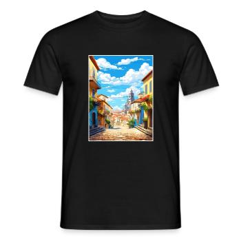 Viseu Portugal Vintage voyage affiche WPA Souvenir - T-shirt homme - noir - Devant - AI Model Male 178 light (178cm)