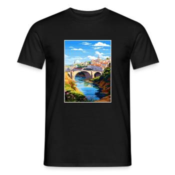 Tomar Portugal Vintage voyage affiche WPA Souvenir - T-shirt homme - noir - Devant - AI Model Male 178 light (178cm)