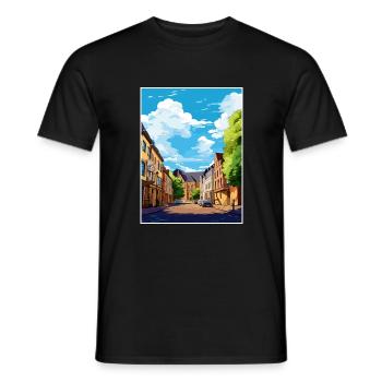 Krefeld Decoration Germany Vintage Travel Poster - Men's T-Shirt - black - Front - AI Model Male 178 light (178cm)