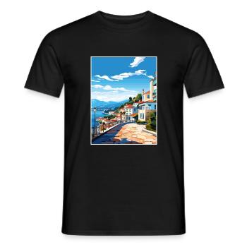 Sesimbra Portugal Vintage voyage affiche Souvenir - T-shirt homme - noir - Devant - AI Model Male 178 light (178cm)