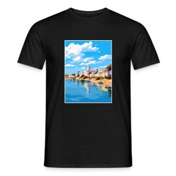 Tavira Portugal Vintage Reiseposter WPA Souvenir - Männer T-Shirt - Schwarz - Vorne - AI Model Male 178 light (178cm)