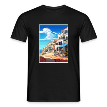 Albufeira Portugal Cascais Vintage Travel Poster - Men's T-Shirt - black - Front - AI Model Male 178 light (178cm)
