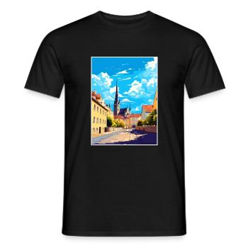 Regensburg Germany Vintage Travel Poster Souvenir - Men's T-Shirt - black - Front - AI Model Male 178 light (178cm)