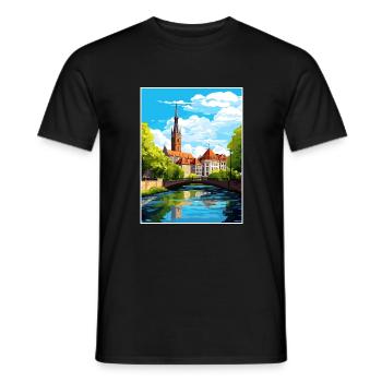 Stuttgart Allemagne Vintage voyage affiche Souvenir - T-shirt homme - noir - Devant - AI Model Male 178 light (178cm)