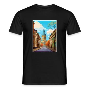 Mannheim Decoration Germany Vintage Travel Poster - Men's T-Shirt - black - Front - AI Model Male 178 light (178cm)