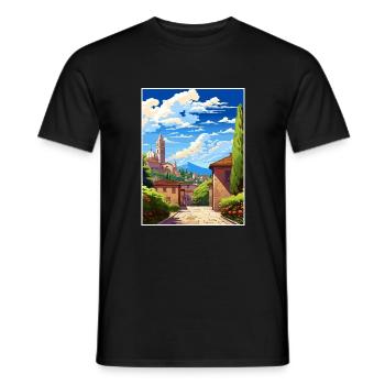 Bergame Italie Vintage voyage affiche WPA Souvenir - T-shirt homme - noir - Devant - AI Model Male 178 light (178cm)