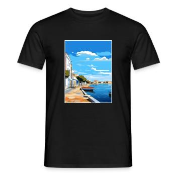 Tavira Portugal Vintage Reiseposter WPA Souvenir - Männer T-Shirt - Schwarz - Vorne - AI Model Male 178 light (178cm)