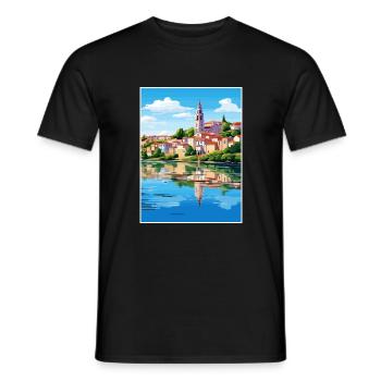 Tomar Portugal Vintage voyage affiche WPA Souvenir - T-shirt homme - noir - Devant - AI Model Male 178 light (178cm)
