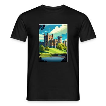 Warwick Castle Ecosse Vintage voyage affiche WPA - T-shirt homme - noir - Devant - AI Model Male 178 light (178cm)