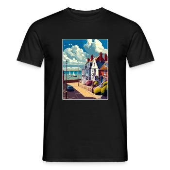 Whitstable Angleterre Kent Vintage voyage affiche WPA - T-shirt homme - noir - Devant - AI Model Male 178 light (178cm)