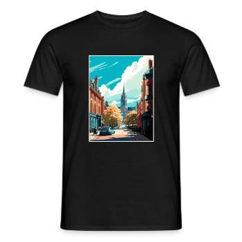 Leeds England Yorkshire Vintage Reiseposter WPA - Männer T-Shirt - Schwarz - Vorne - AI Model Male 178 light (178cm)