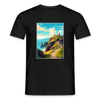 Tintagel Castle England Vintage Travel Poster WPA - Men's T-Shirt - black - Front - AI Model Male 178 light (178cm)