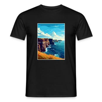 Falaises de Moher Irlande Vintage voyage affiche WPA - T-shirt homme - noir - Devant - AI Model Male 178 light (178cm)