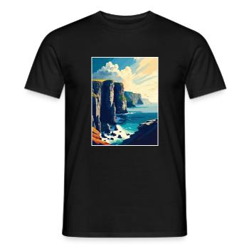 Falaises de Moher Irlande Vintage voyage affiche WPA - T-shirt homme - noir - Devant - AI Model Male 178 light (178cm)