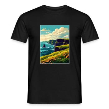 Falaises de Moher Irlande Vintage voyage affiche WPA - T-shirt homme - noir - Devant - AI Model Male 178 light (178cm)