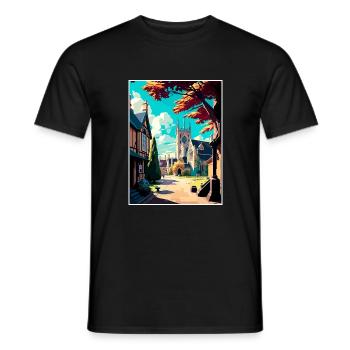 Chipping Campden England Vintage Travel Poster WPA - Men's T-Shirt - black - Front - AI Model Male 178 light (178cm)