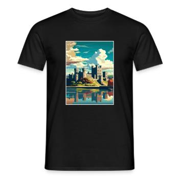 Caernarfon Castle Wales Vintage Travel Poster WPA - Men's T-Shirt - black - Front - AI Model Male 178 light (178cm)