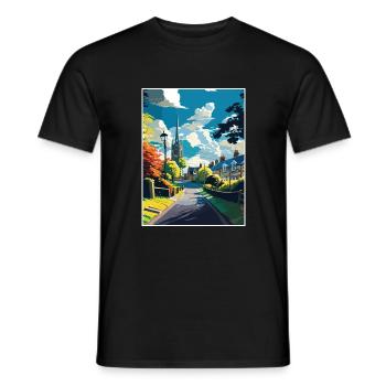 Stow On The Wold England Vintage Travel Poster WPA - Men's T-Shirt - black - Front - AI Model Male 178 light (178cm)