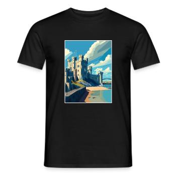 Château de Caernarfon gallois Vintage Travel Poster WPA - T-shirt homme - noir - Devant - AI Model Male 178 light (178cm)